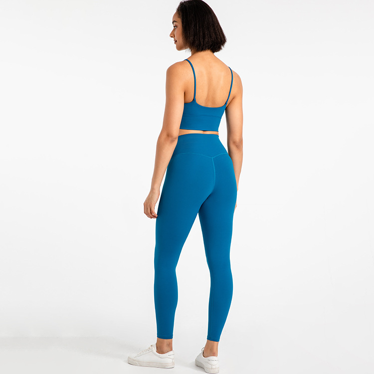 Womens Strap Backless Crop Top No Camel Toe Compression Leggings Yoga Set Gym Sports Wear