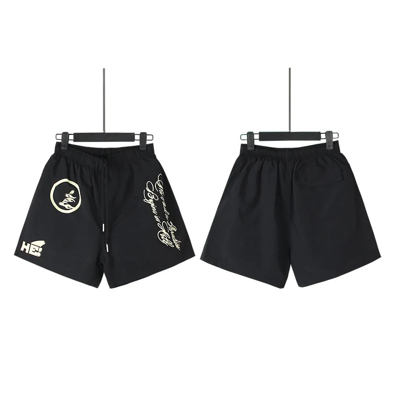Men's Graffiti Letter Print Vintage Shorts - Washed Streetwear Hip Hop Loose Sports Casual Length Pants