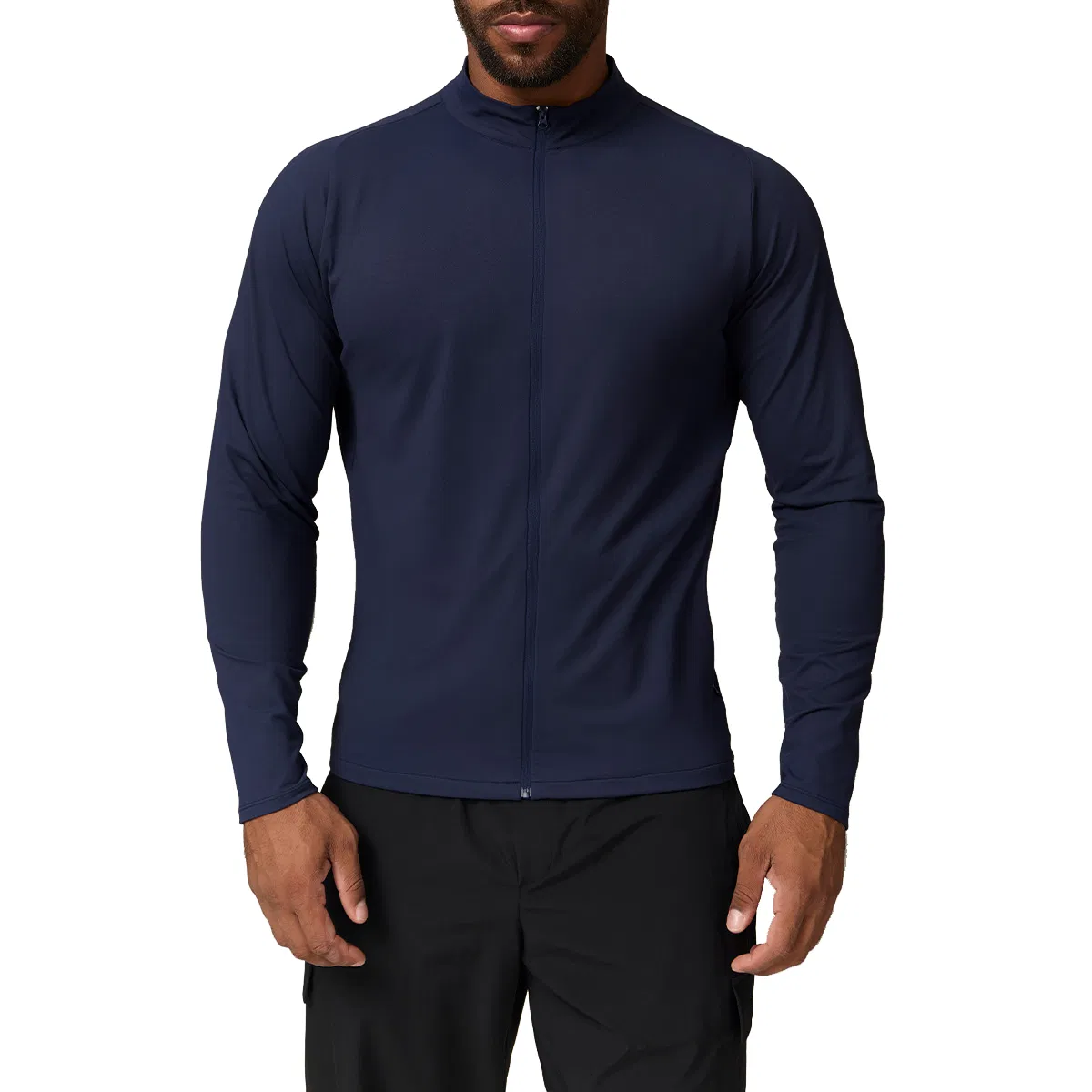 Men's Dry Fit Long Sleeve Full Zipper Active T-Shirt Athletic Outdoor Upf 50+ Hiking Shirts Gym Muscle Workout Wear Apparel