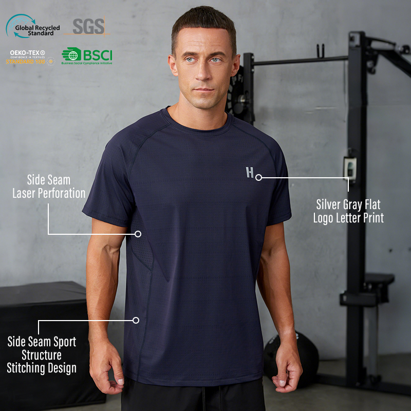 Custom Laser Logot Shirt Clothes Training Sports Workout Running Fitness Athletic Active Gym Wear Men