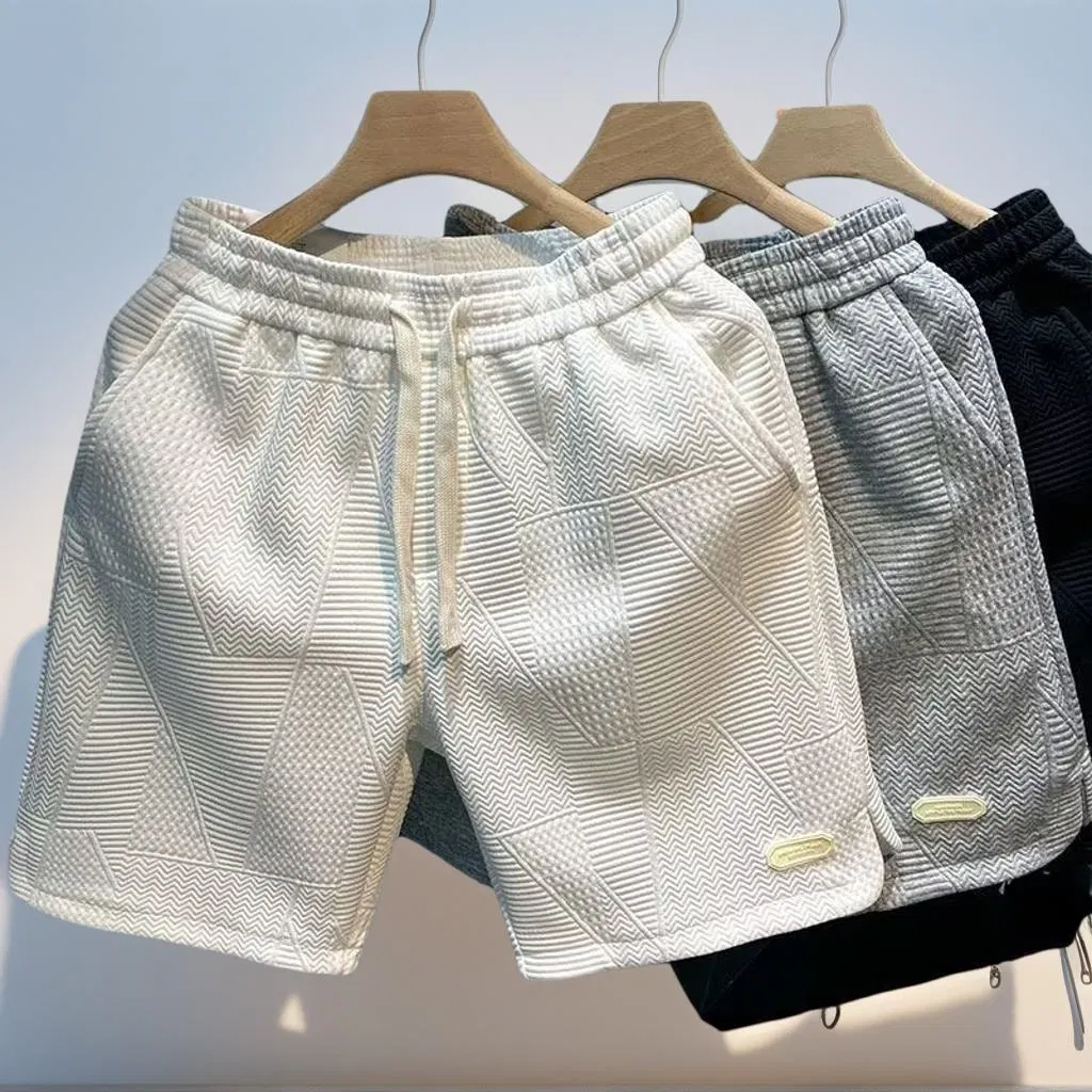 Ashion Mens Shorts Waffle Sports Shorts Men's Wear Beach Shorts