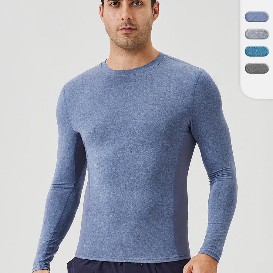 Men's Autumn and Winter Fitness Long-Sleeved Quick-Drying Breathable Running T-Shirt Outdoor High-Elastic Tight-Fitting Sports Shirt Sportswear