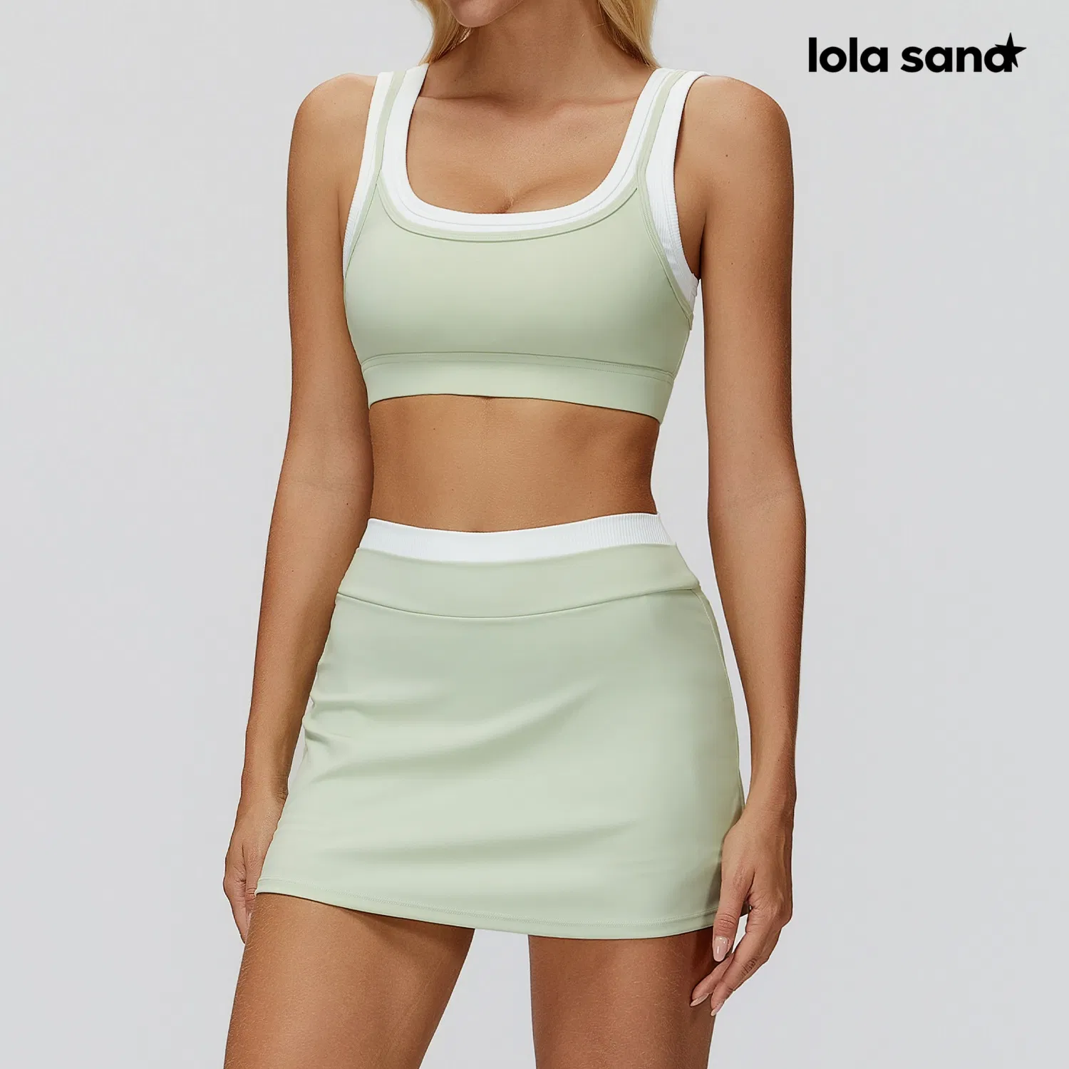 Breathable Yoga Bra &amp; A-Line Skirt Combo - Built-in Safety Liner, Side Pocket Convenience, Detachable Bra Pads, Ladies Apparel, Ropa Deportiva Mujer, 6 Hues