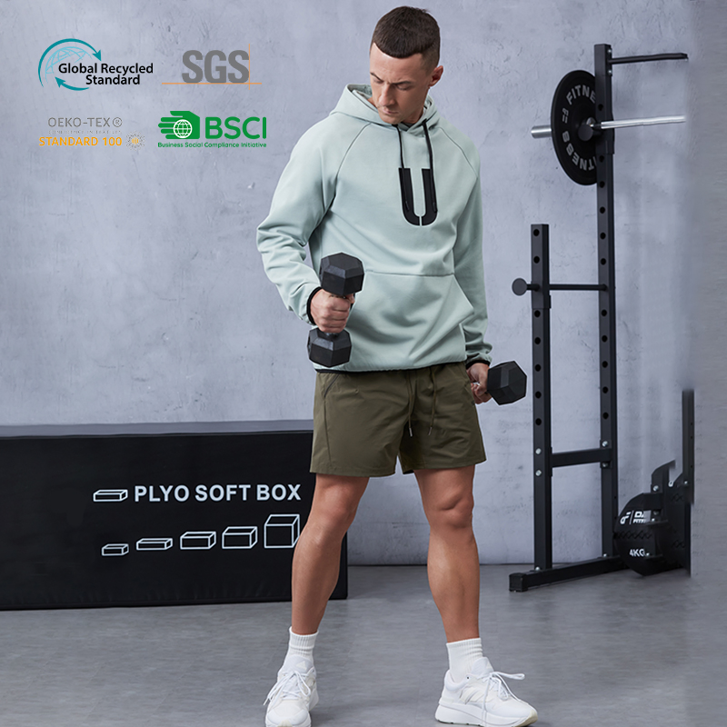 Hucai OEM ODM Premium Activewear Artful Structural Design Drawstring Dry Fit Polyester Breathable Gym Shorts for Men