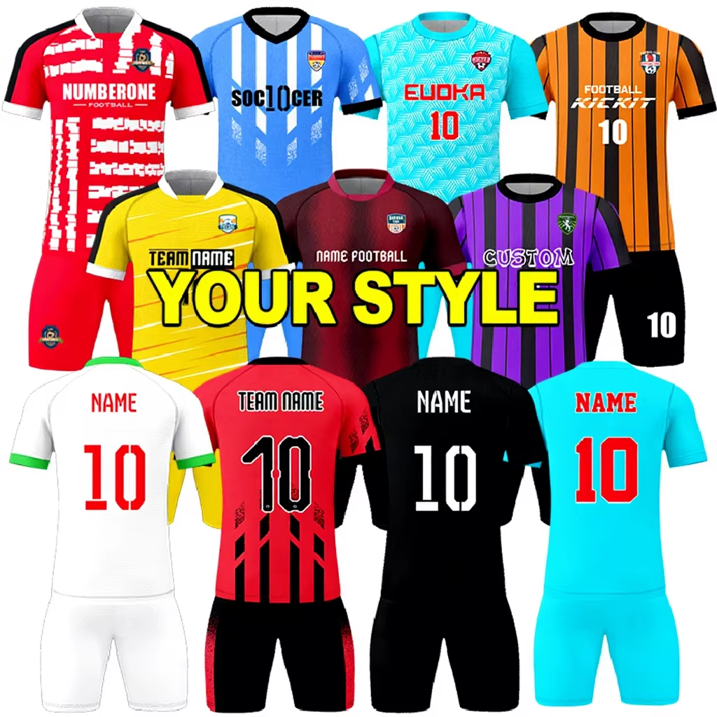 In Stock Good Price Soccer Jersey Logo Number Team Name Oem Football Uniforms for Team Game Club Men and Kids Size