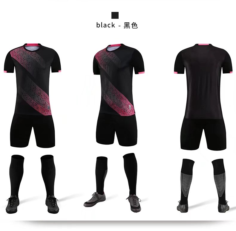 Custom Design Three Pieces Mesh Football Jersey Fabric Mens Sports Wear Club New Season Team Sports Soccer Uniforms