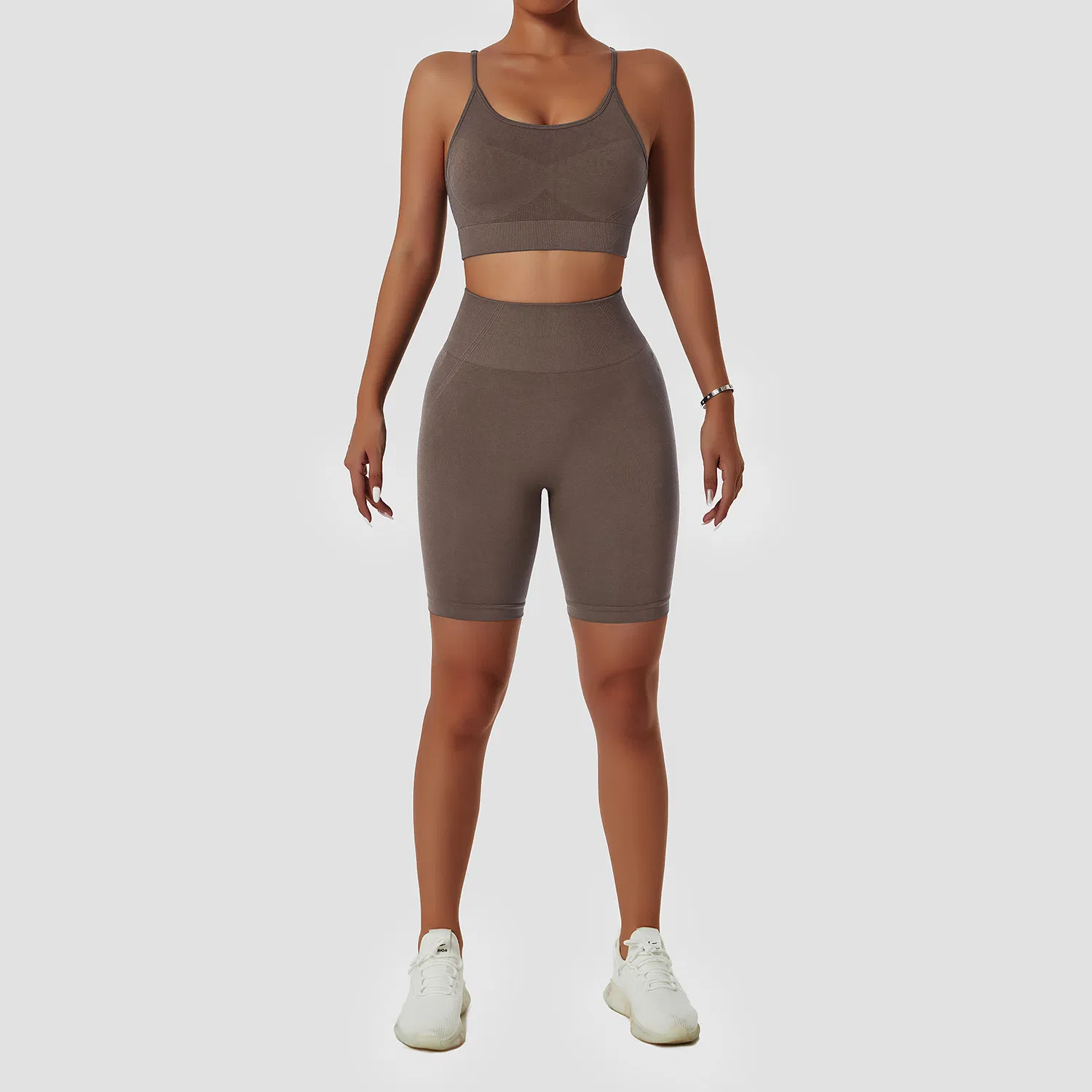 Seamless Yoga Suit Outdoor Shockproof Sling Beautiful Back Sports Bra Gym Shorts Set Fitness Running Sportswear