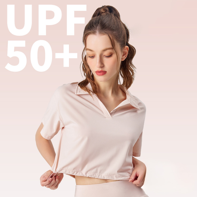 2PCS V Neck Sun Protection Sportswear for Tennis, Golf, &amp; Outdoor Workouts, Women’ S Upf 50+ Athletic T-Shirt and Matching Sports Skirt with Liner Shorts