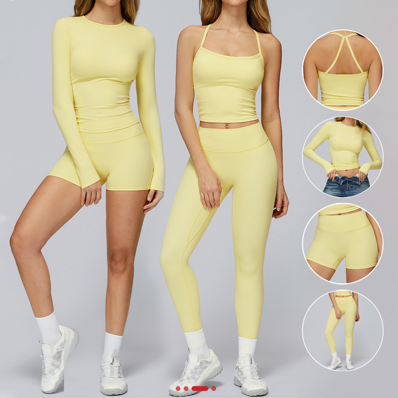 Private Label Workout Wear Sets Women Fitness Activewear Gym Clothing Sports Active Wear High Elastic Leggings Shorts Yoga Sets