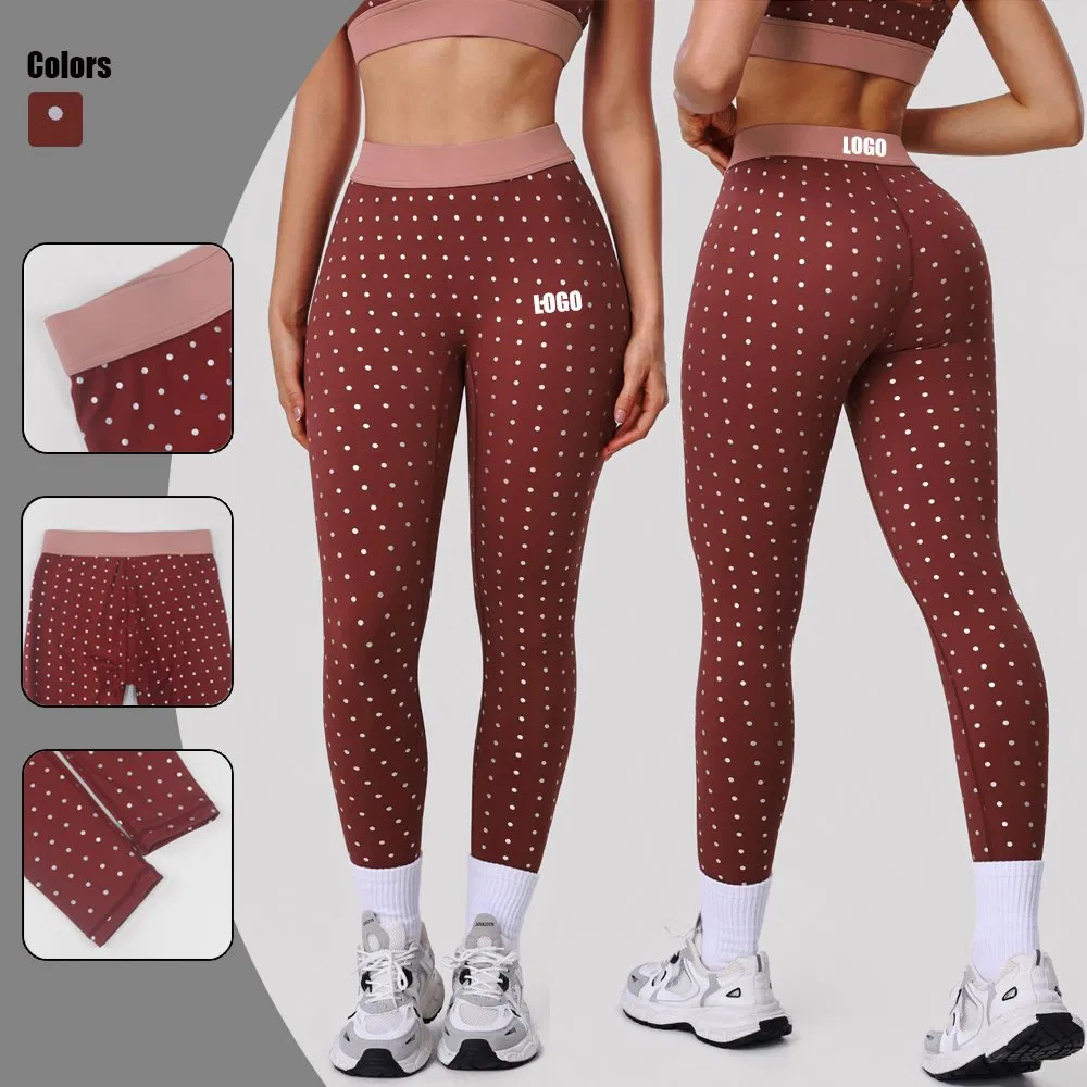 Women Polka-DOT Printed Outdoor Training Hip-Lifting Yoga Sports Leggings