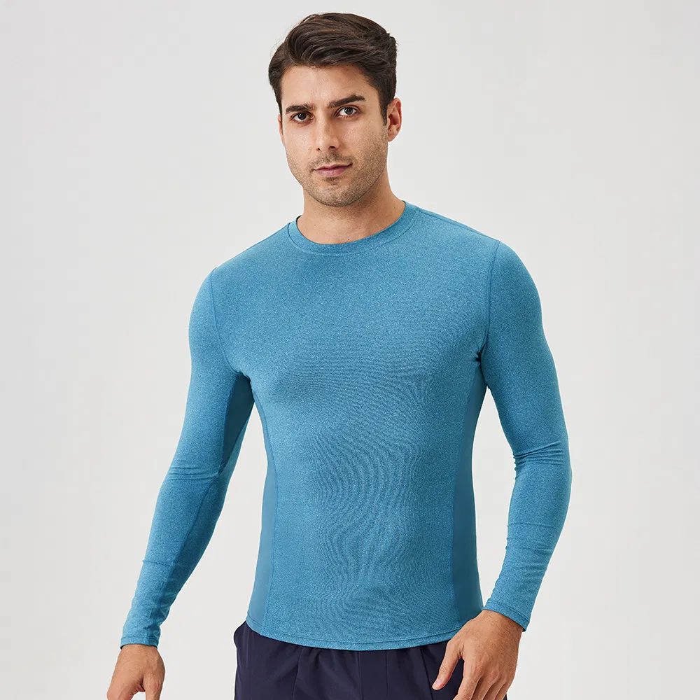 Men's Autumn and Winter Fitness Long-Sleeved Quick-Drying Breathable Running T-Shirt Outdoor High-Elastic Tight-Fitting Sports Shirt Sportswear