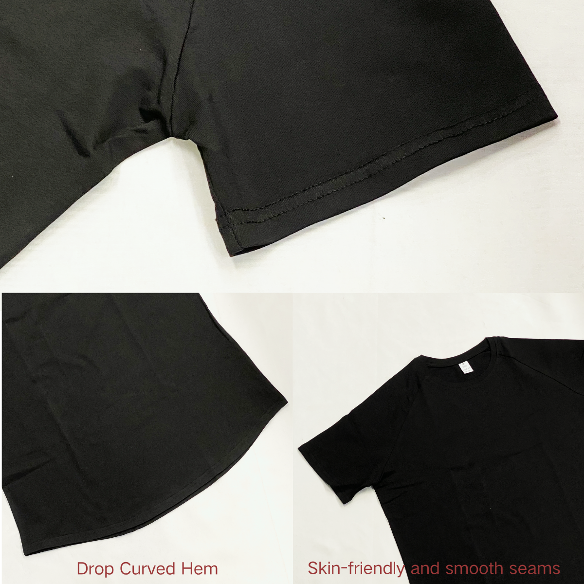 Round Hem 95% Cotton 5% Spandex Fabric Men's Round Neck Sports Workout Fitness Polyester T Shirt Compression Shirt
