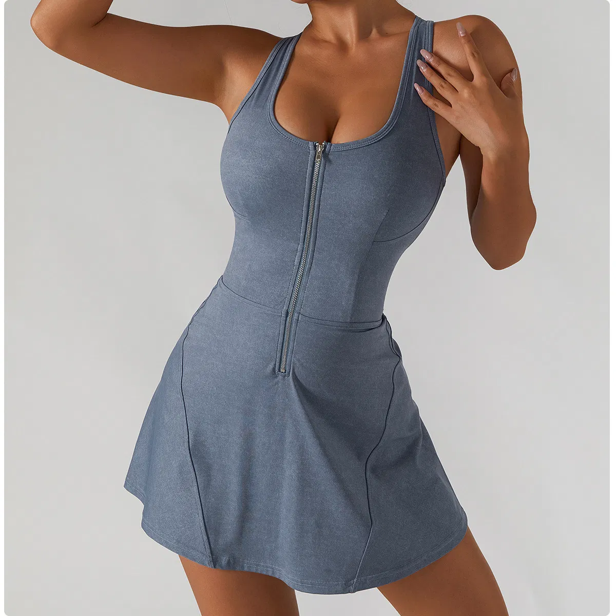 Summer Sleeveless Tennis Dress Women Solid U Neck Golf Badminton Dresses Suit Gym Fitness Sportswear Apparel