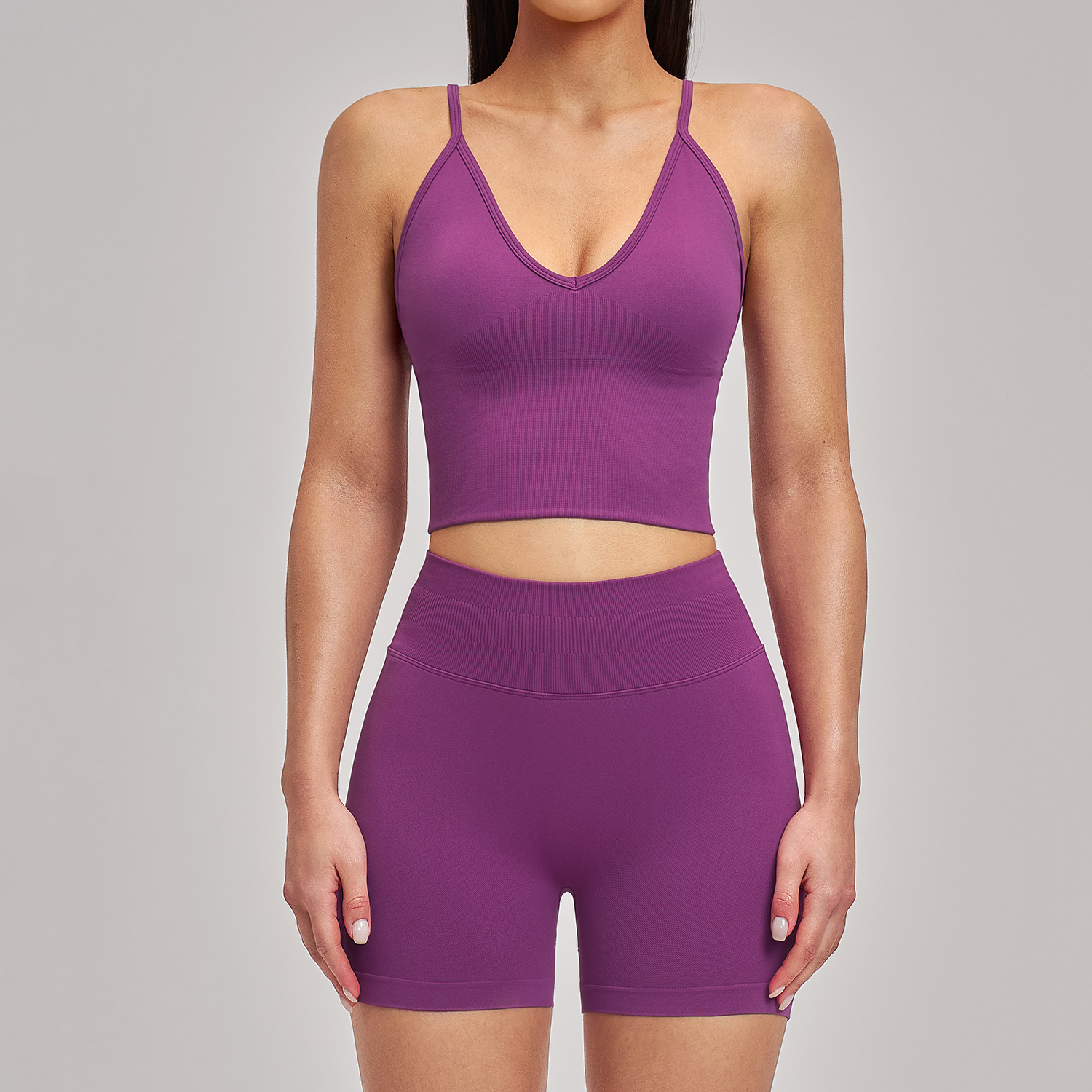 GH 2026 Women Gym Clothes Sportswear High Quality Yoga Bra and Scrunch Butt Shorts Workout Outfits Seamless 2 Piece Yoga Set