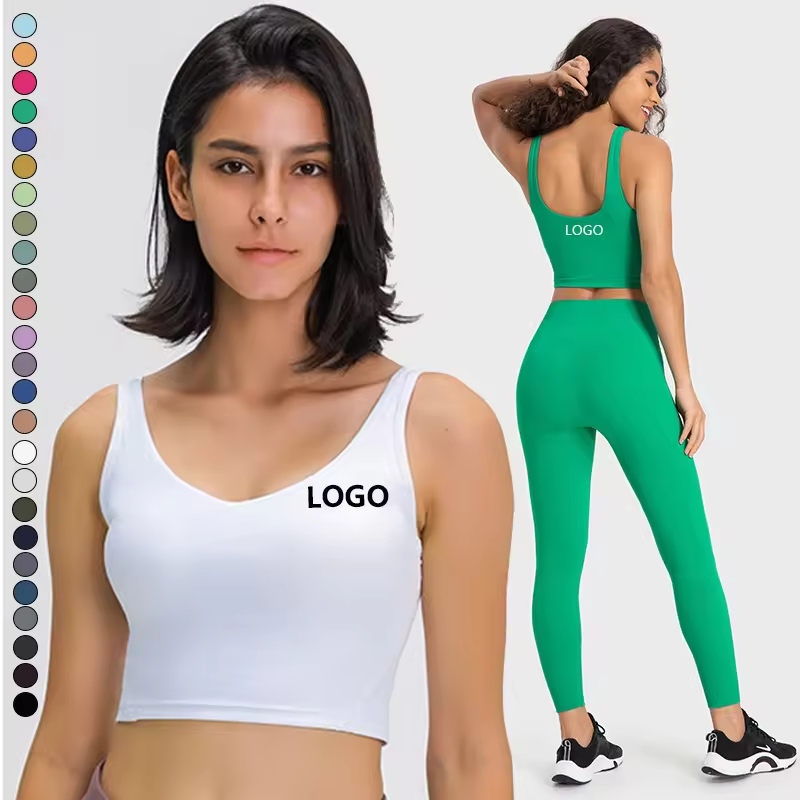 Lulu Align Yoga Push-up Tank Top Activewear Gym Wear Fitness Crop Top with Build-in Bra Yoga Longline Sports Bra Vest