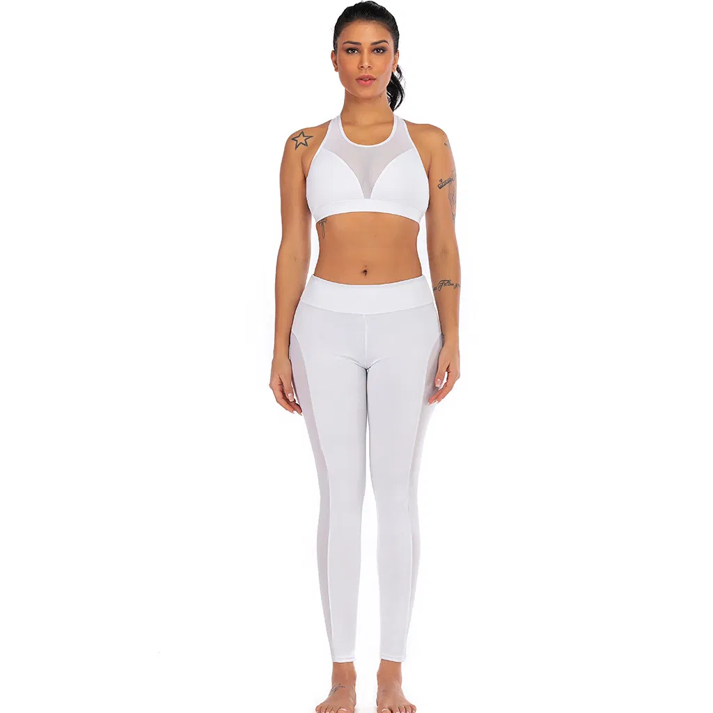 Custom Women Fitness Wear Compression Gym Athletic Fitness Mesh Breathable Two Piece Sportwear