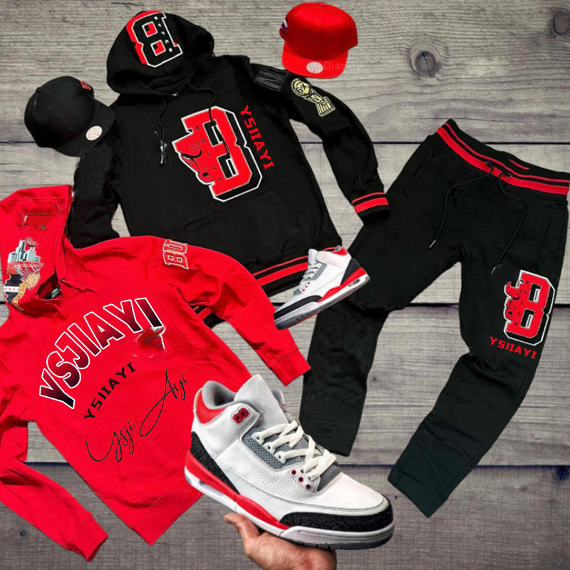 Custom Hip Hop Streetwear Sweatsuit Men Private Label Sweat Suits Training Wear Slim Fit Men's Hoodies and Sweatshirts