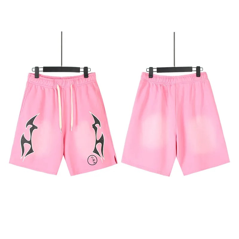 Men's Graffiti Letter Print Vintage Shorts - Washed Streetwear Hip Hop Loose Sports Casual Length Pants