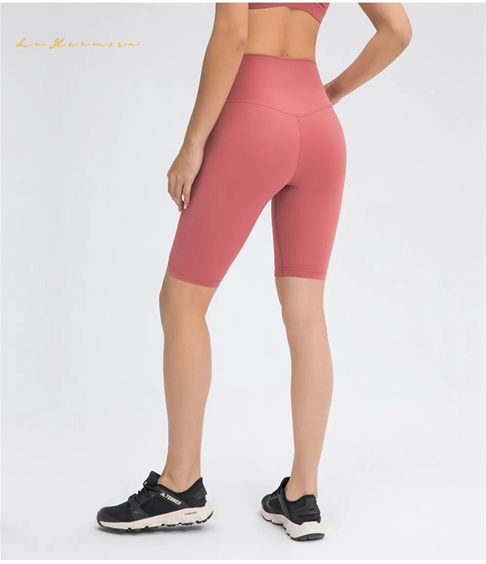 Ladies Double-Sided Hair Rubbing Yoga Medium Pants High Waist Elastic Slimming Outdoor Sports Shorts Training Fitness Wear Ssdq0834
