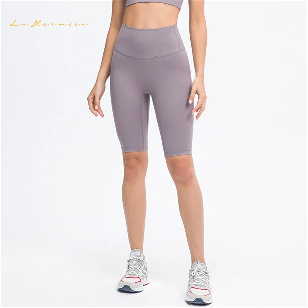 Ladies Double-Sided Hair Rubbing Yoga Medium Pants High Waist Elastic Slimming Outdoor Sports Shorts Training Fitness Wear Ssdq0834