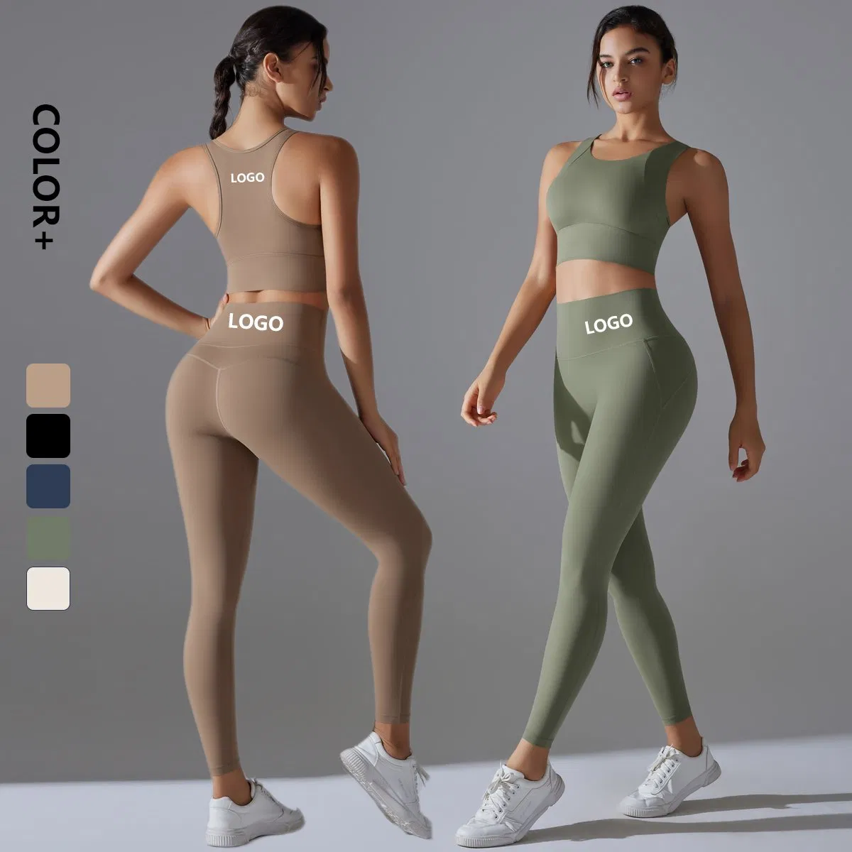 Custom Logo Ladies Gym Fitness Sports Workout Yoga Clothes Suit Seamless Activewear