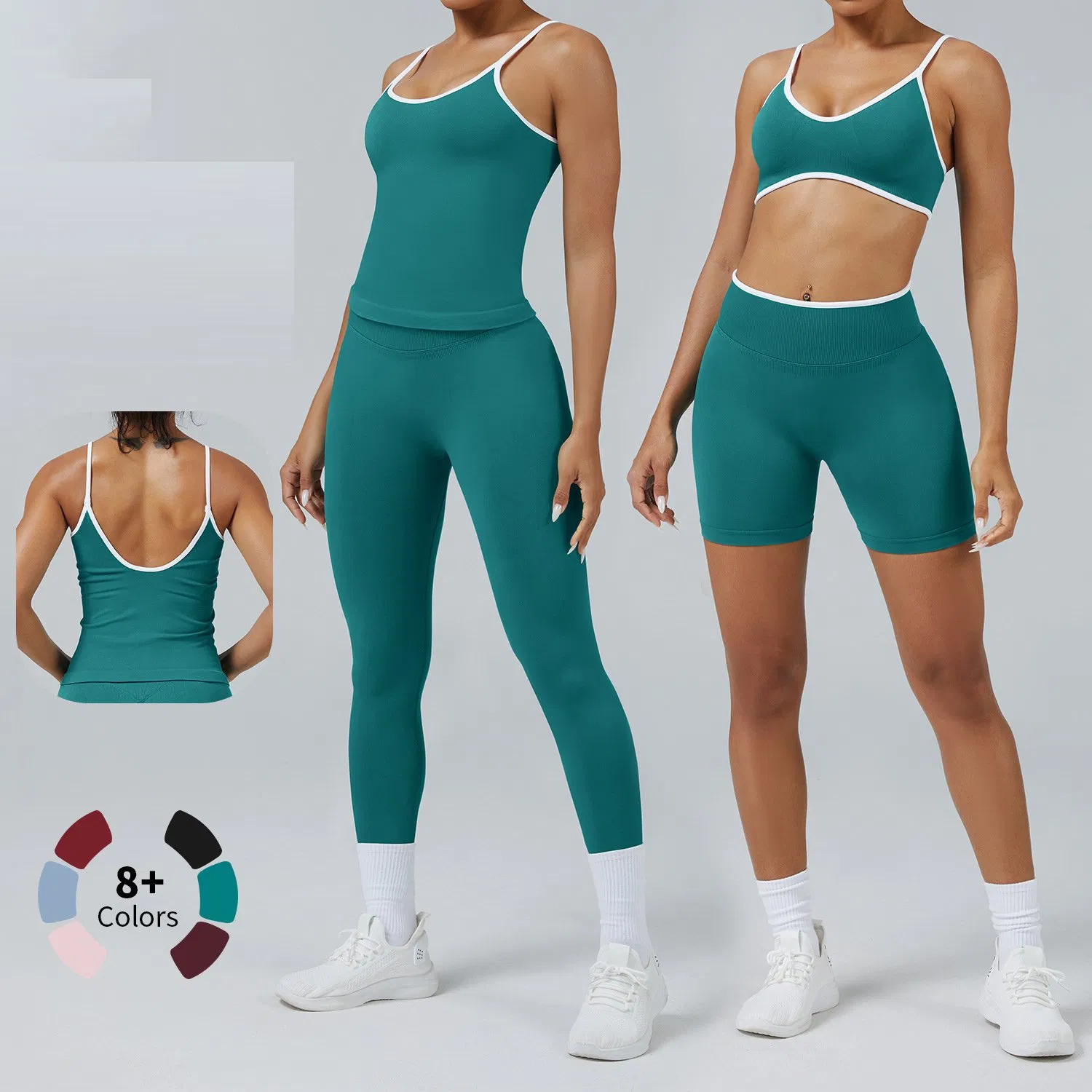 Knitted Ribbed Seamless Clothing Women Sports Bra/Top and Shorts/Leggings Gym Activewear