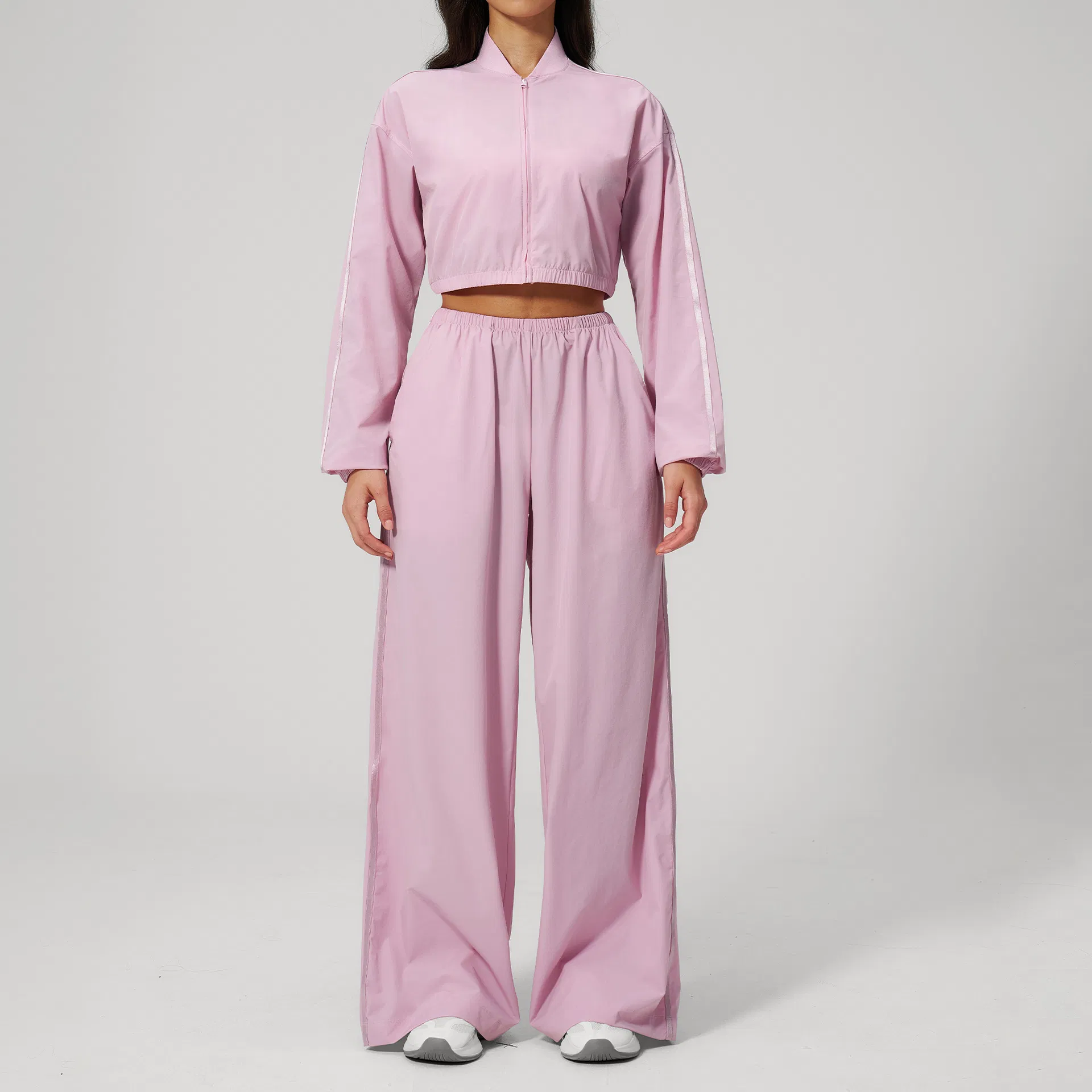 Fashionable 2026 Yoga Fitness Apparel for Women Featuring Zipper Jacket Drop Shoulder Sleeves and Storage Pocket Pants Affordable Two Piece Suit