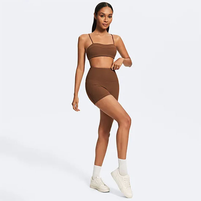 Sportswear Gym Clothing Factory Custom Women Recycled Sports Bra &amp; Yoga Shorts Sets Running Athletic Wear Activewear