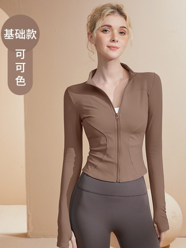 Yoga Gym Wear Fitness Wear Sport Long Sleeve Jacket with Thumb Hole Active Wear