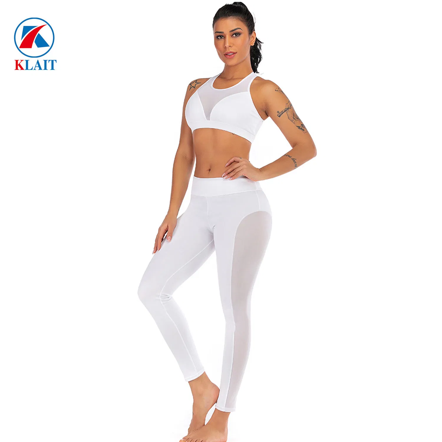 Custom Women Fitness Wear Compression Gym Athletic Fitness Mesh Breathable Two Piece Sportwear