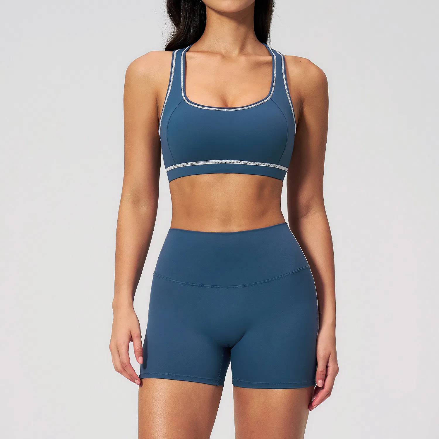 Yoga Clothing Set Women High Waist Tummy Control Shorts Sportswear Fitness Apparel Quick Dry Summer