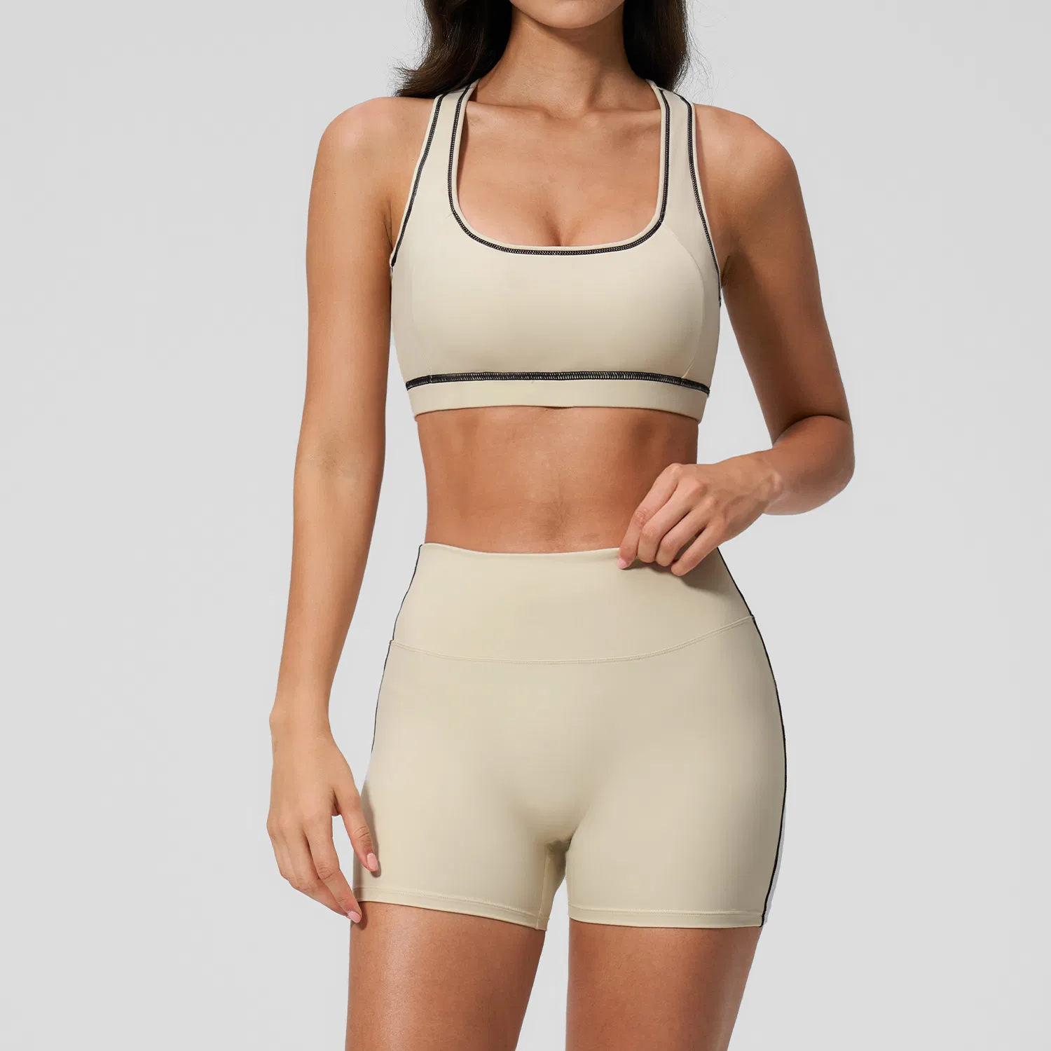 Yoga Clothing Set Women High Waist Tummy Control Shorts Sportswear Fitness Apparel Quick Dry Summer