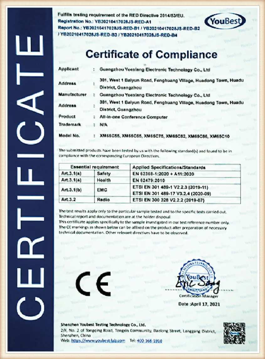 CE certificate for WEIER LED TVs