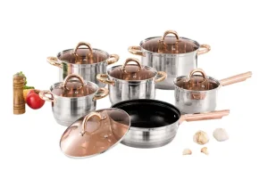 WEIHUA Rose Gold Handle 12PCS Cookware Set