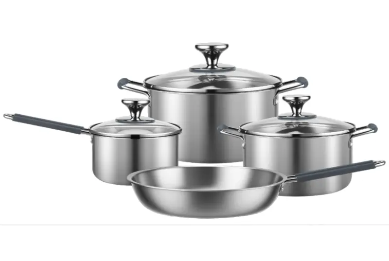 Custom WEIHUA 2.0mm Tri-Ply Stainless Steel 7PCS Cookware Set with Silicone Handles Exporters, Quotes