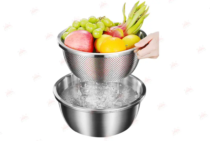Famous WEIHUA Stainless Steel Multifunctional Rice Washing Bowl with Colander Set Service, Company
