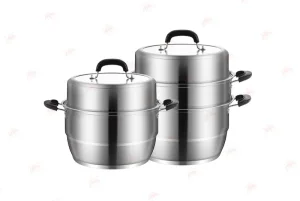 High-Quality BOUTIQ Stainless Steel Multi-layer Steamer with Bakelite Handles