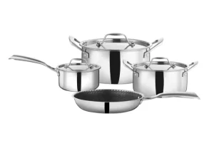 Buy Mirror Polished Tri-Ply 7PCS Cookware Non-Stick Honeycomb Frypan