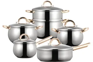 Wholesale WEIHUA Rose Gold Handle 10PCS Belly Cookware Set