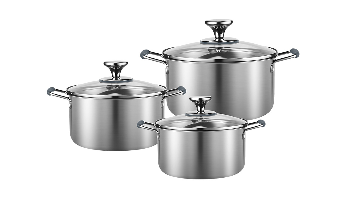 Tri-Ply Cookware Satin Brushed Finish Detail