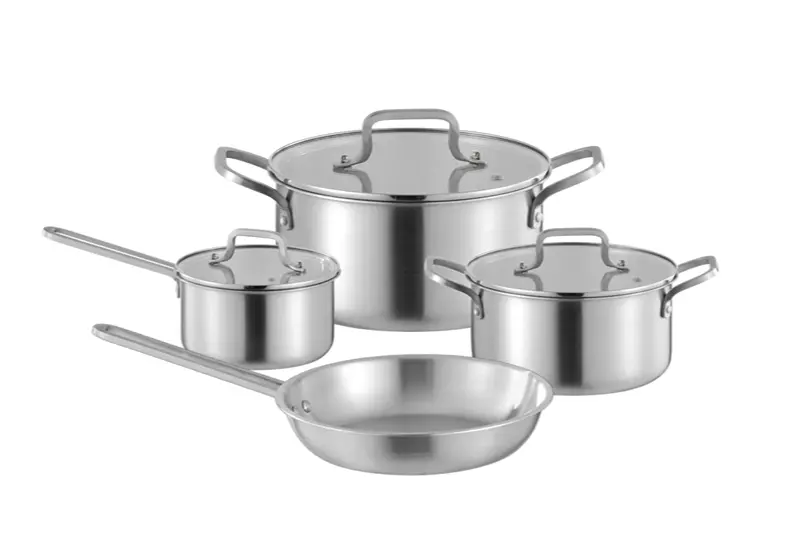 High-Quality WEIHUA Stainless Steel Handle 7PCS Straight Tri-Ply Cookware with Satin Lines Companies, Pricelist