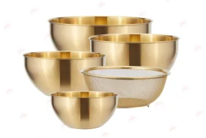 ODM WEIHUA Gold Korean Style Stainless Steel 5 PCS Salad Bowls Set for Elegant Kitchens Companies, Factory