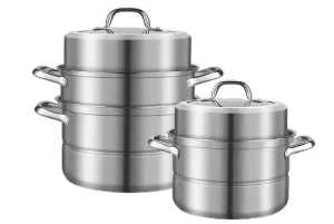 Buy WEIHUA Tri-Ply Stainless Steel 3PCS Steamer Pot Set Glass Lid Companies, Pricelist