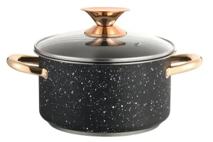 Best WEIHUA Black Marble Stockpot Rose Gold Handle Glass Lid 16-24cm Products, Product