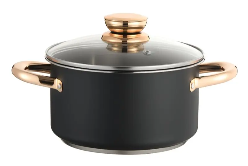 High-Quality WEIHUA Straight Body Stockpot Rose Gold Handle Glass Lid Set Open Stock Wholesale Factory, Suppliers