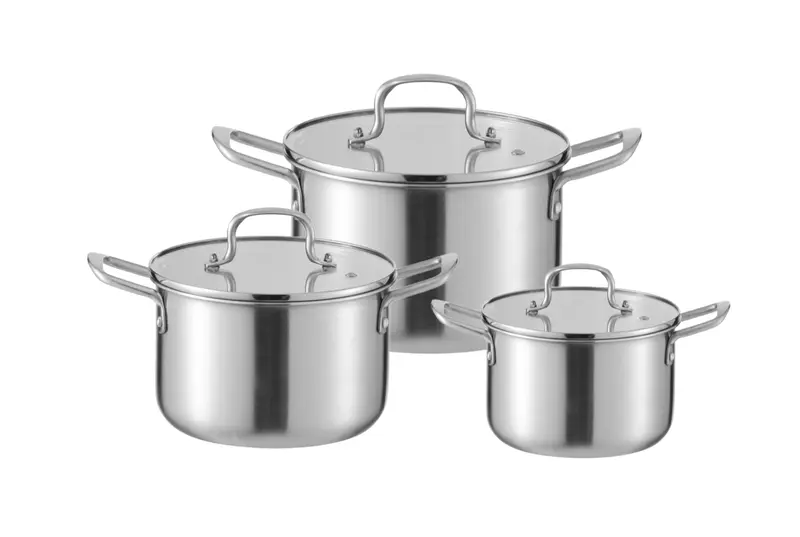 CE Certification WEIHUA Linear Solid Steel Handle 6PCS Straight Tri-Ply Cookware with Satin Lining Product, Exporters