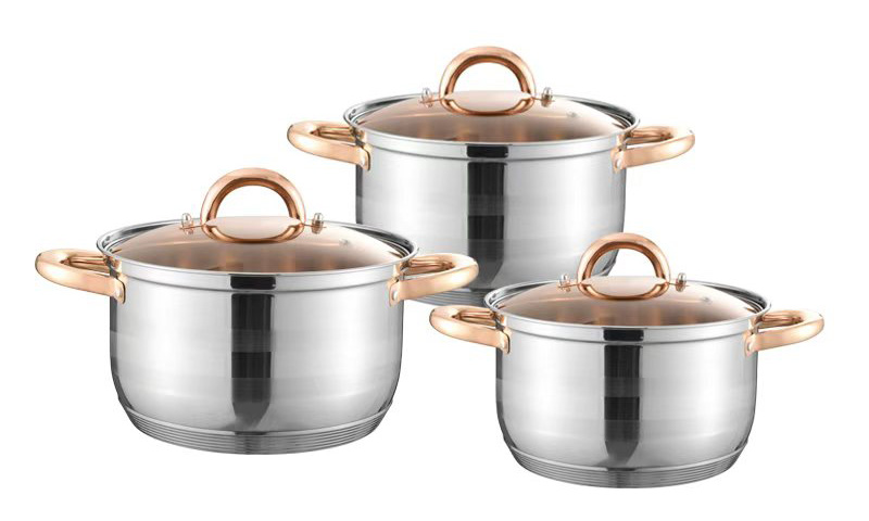 12-piece stainless steel cookware set display