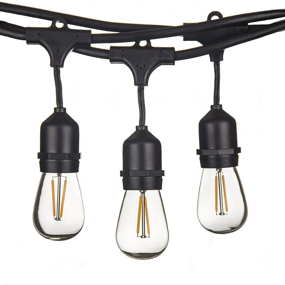 High Quality IP65 Waterproof Warm White Solar Powered 48FT String Lights Vintage Edison Bulb Style for Birthday Parties