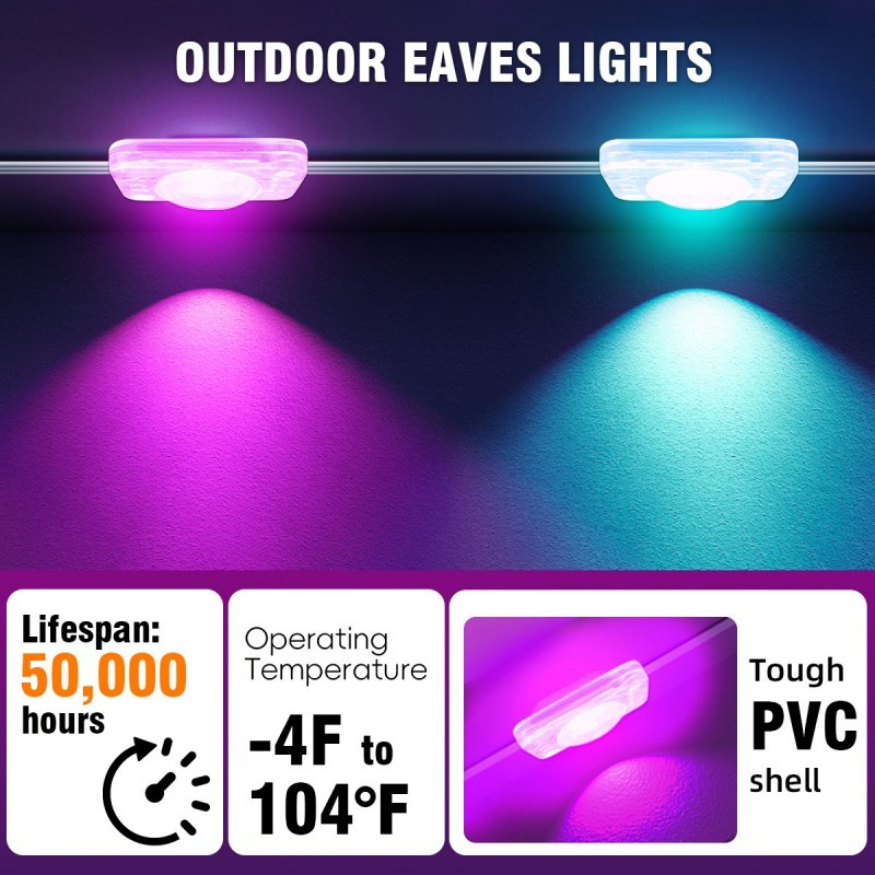 100FT Permanent Holiday Lighting Christmas Decoration Pixel Smart LED Eave Strings Light Outdoor IP67 Rgbic LED Point Lights