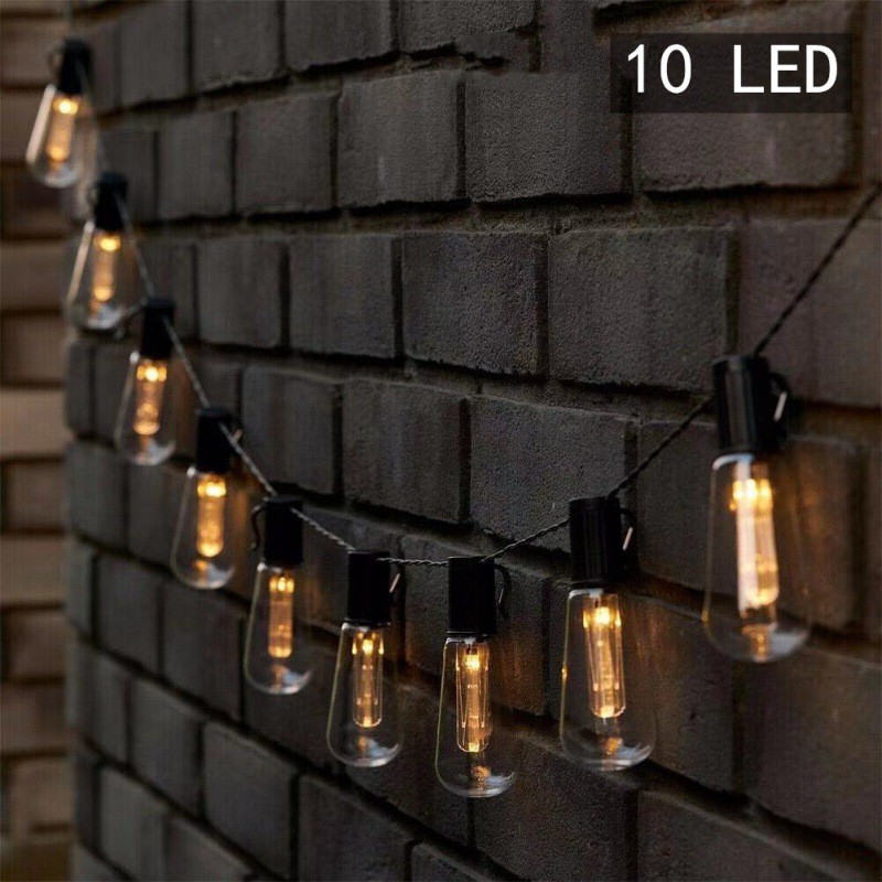 LED Outdoor Solar String Lights 1W Vintage Edison Bulbs 27 Ft Heavy Duty Patio Waterproof Garden Solar Power String Light